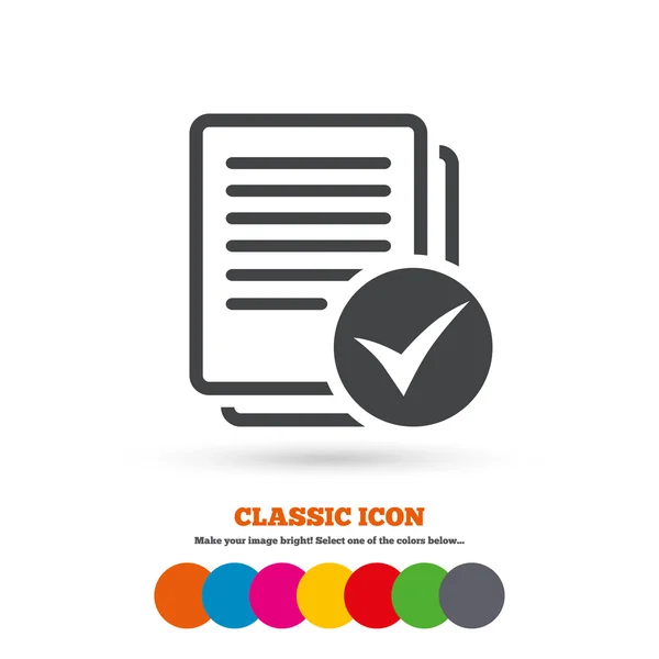 Archivo de texto, comprobar el icono del documento — Vector de stock