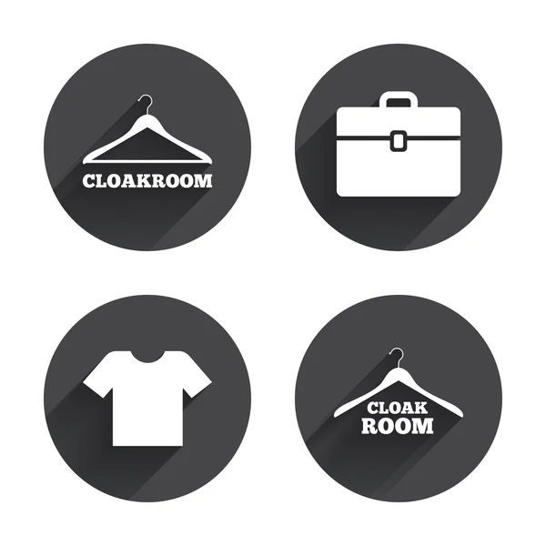Muster mit Garderobe, Kleiderbügel, Kleiderschrank-Ikonen. — Stockvektor