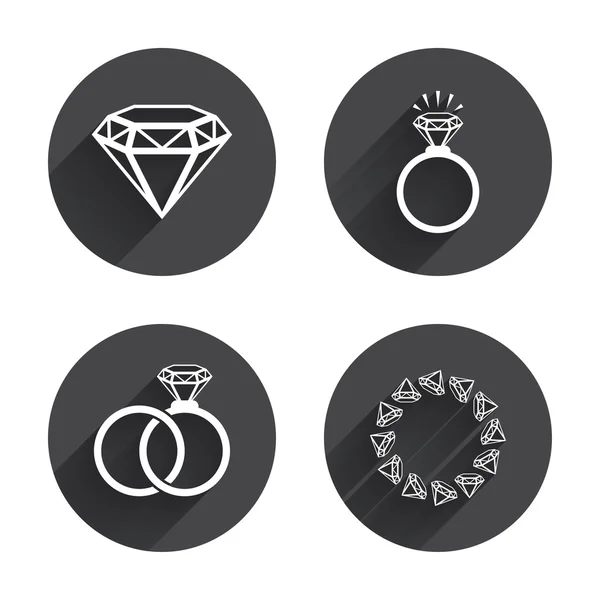 . Gioielli con diamanti, icone ad anello — Vettoriale Stock