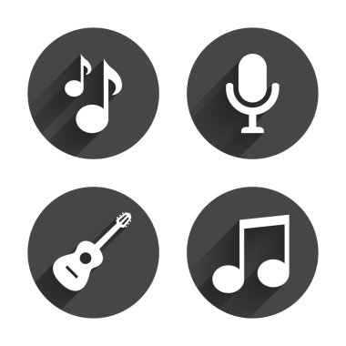 Müzik simgeler. mikrofon, akustik gitar.