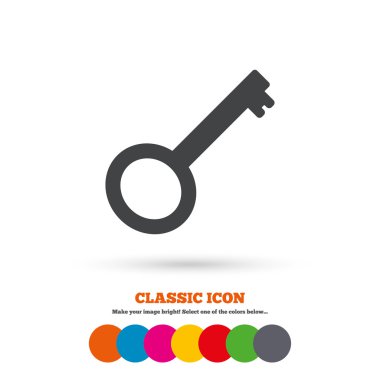 Key icon. Unlock tool symbol.