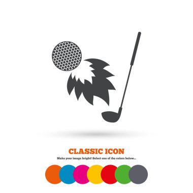 Golf fireball with club, sport icon