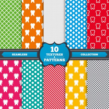 Patterns with Tooth, dental care icons