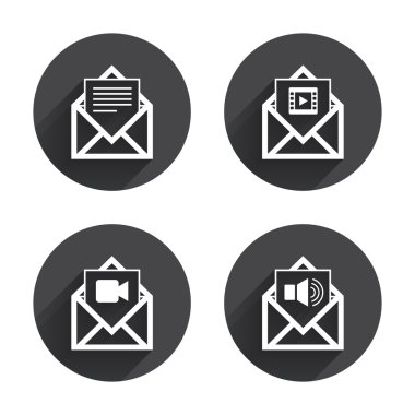 Mail envelope, message icons.
