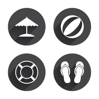 Beach holidays, travel, vacation icons