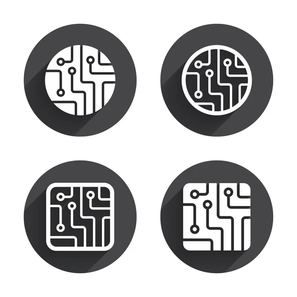 Circuit board, technology icons. — Stock Vector