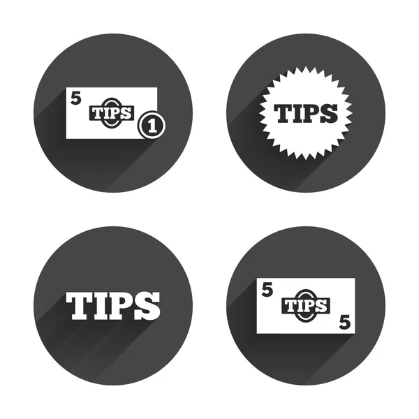Dicas, Dinheiro com ícones de moeda — Vetor de Stock