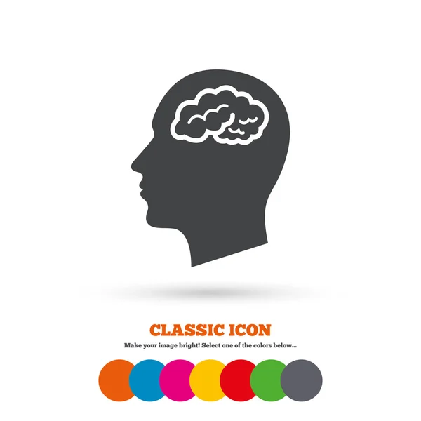 Cabeza con cerebro, icono del hombre — Vector de stock