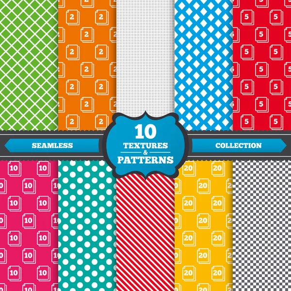 Patterns with In pack sheets icons. — Stock Vector