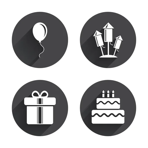 Birthday party, celebration icons — Stock Vector