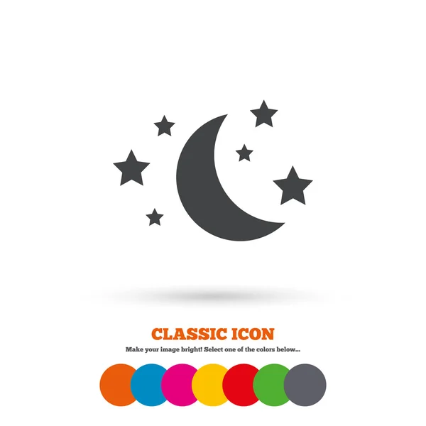 Luna y estrellas, Dormir, icono de los sueños. — Vector de stock