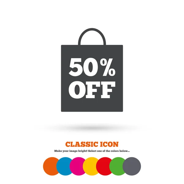50 pour cent, vente, icône de sac — Image vectorielle