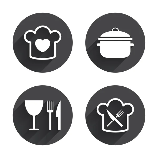 Chief hat, cooking, food icons — Stock vektor