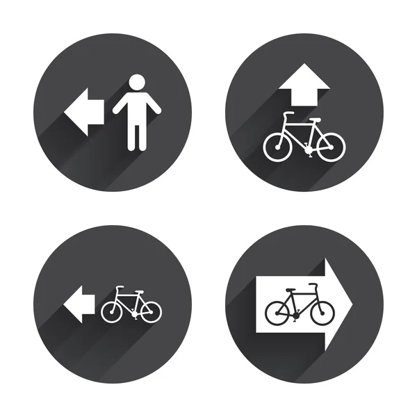 Carretera peatonal, Iconos de carril bici . — Vector de stock