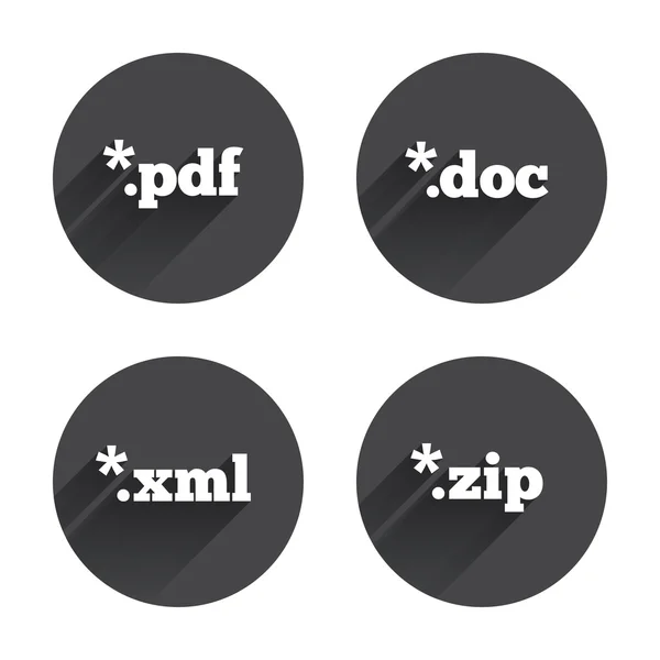 Document,  File extensions   icons. — Stok Vektör