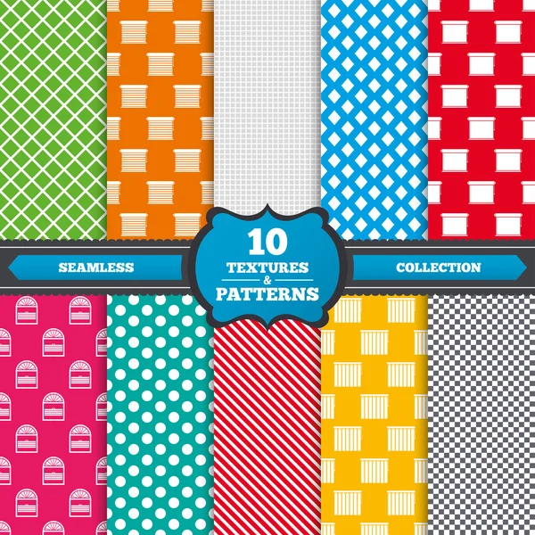 Patterns with rolls, window blinds icons — Stock Vector