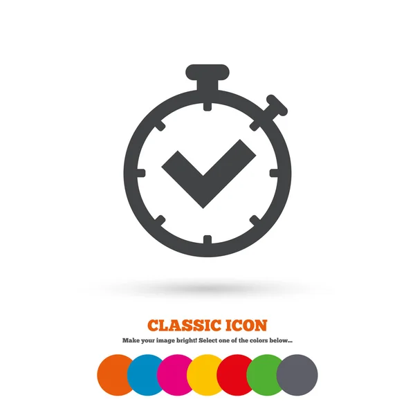 Timer, Check, stopwatch symbol. — Stock Vector