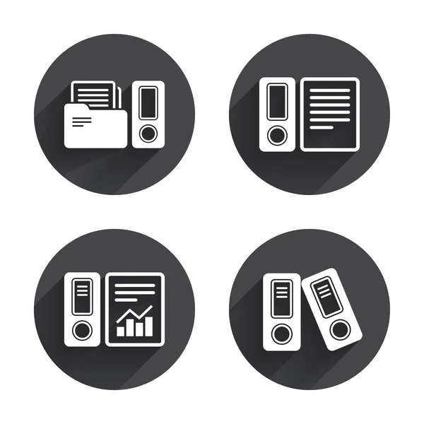 Accounting, Document storage in folders icons — Stock Vector