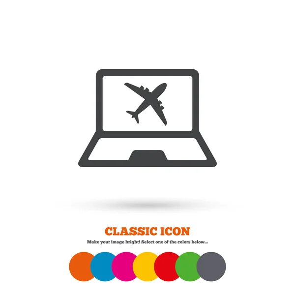 Check-in en línea, icono del avión — Vector de stock