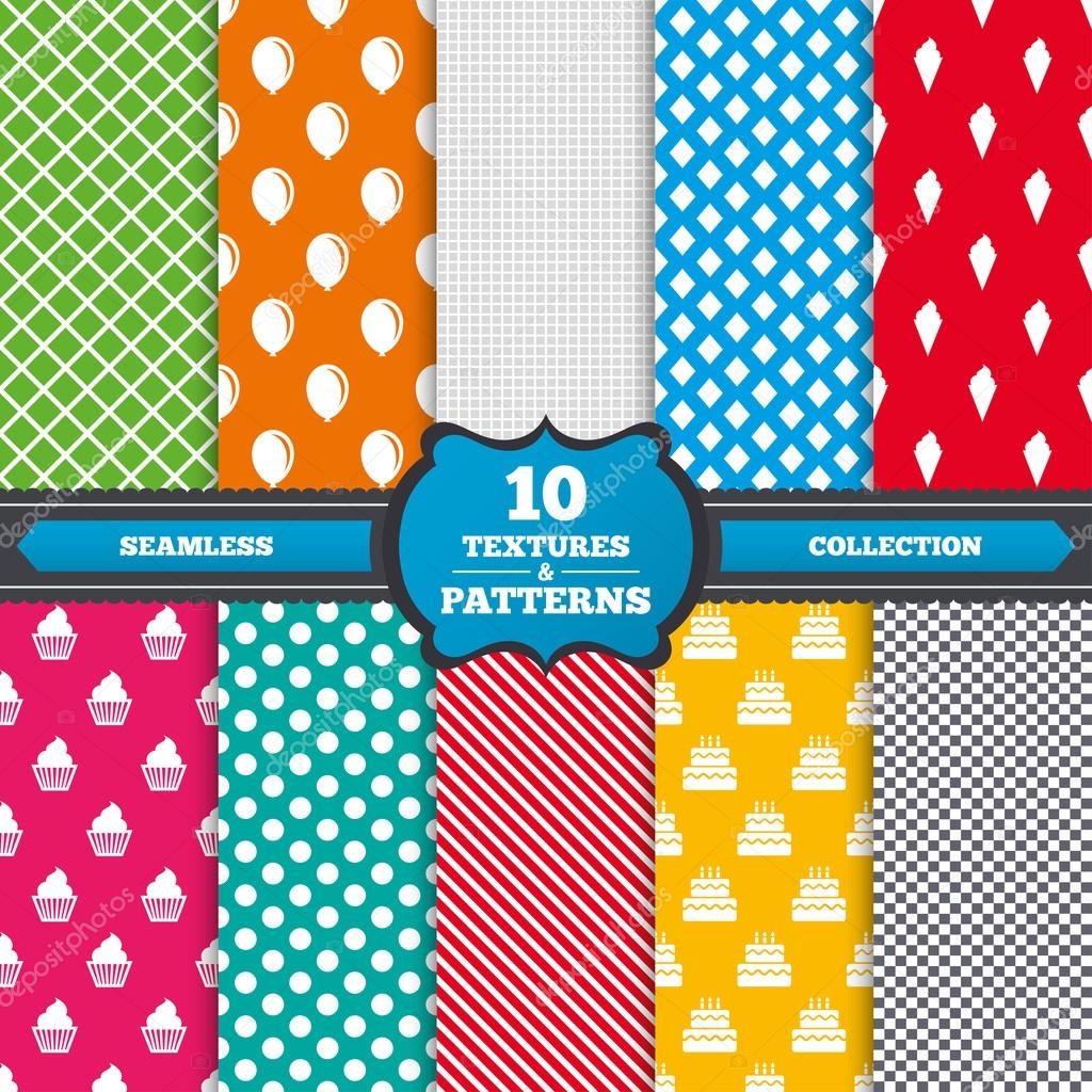 Patterns with Birthday party, celebration icons