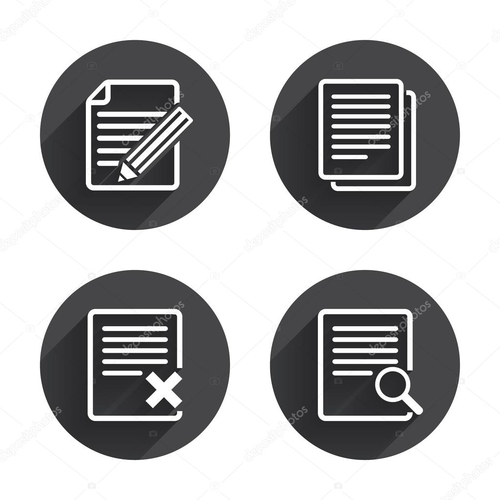 Document, Search, delete, file icons
