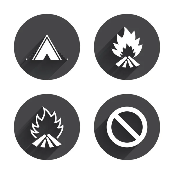 Tourist, camping tent, travel icons — Stockový vektor