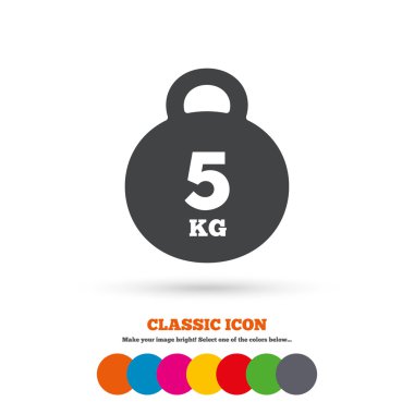 Weight sign icon. 5 kilogram
