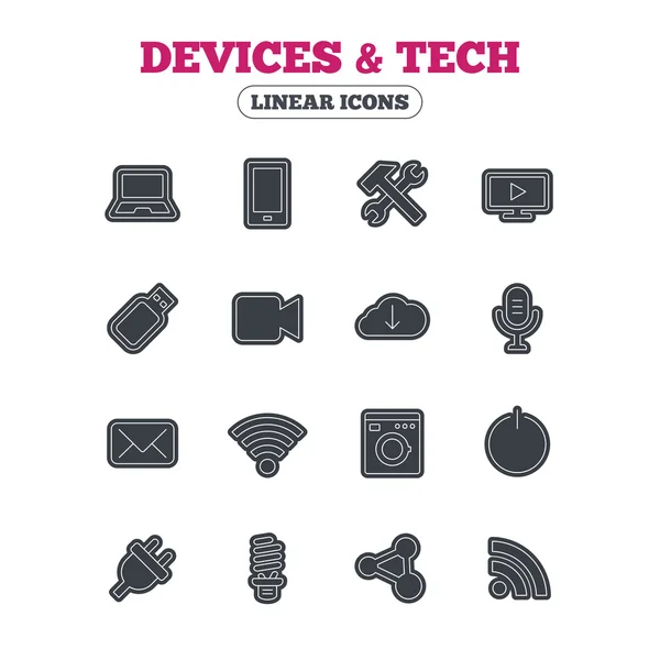 Dispositivi e tecnologie icone . — Vettoriale Stock
