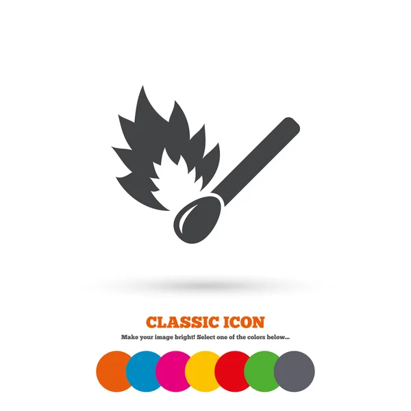 Match stick burns icon. — Stock Vector