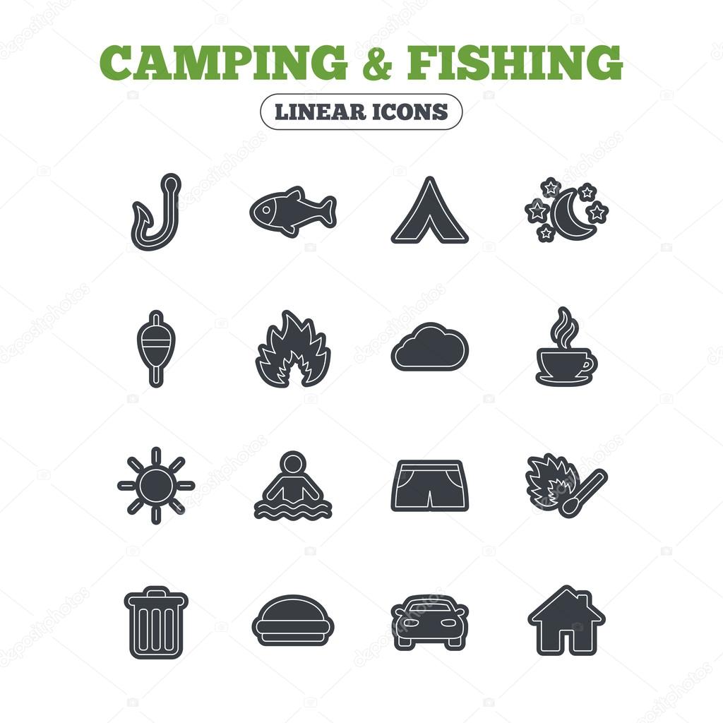 Camping and fishing icons