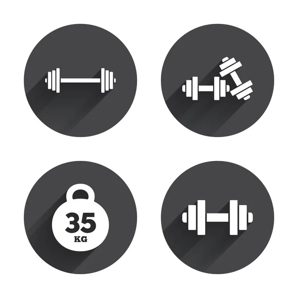Icone dei manubri. Fitness sport simboli . — Vettoriale Stock