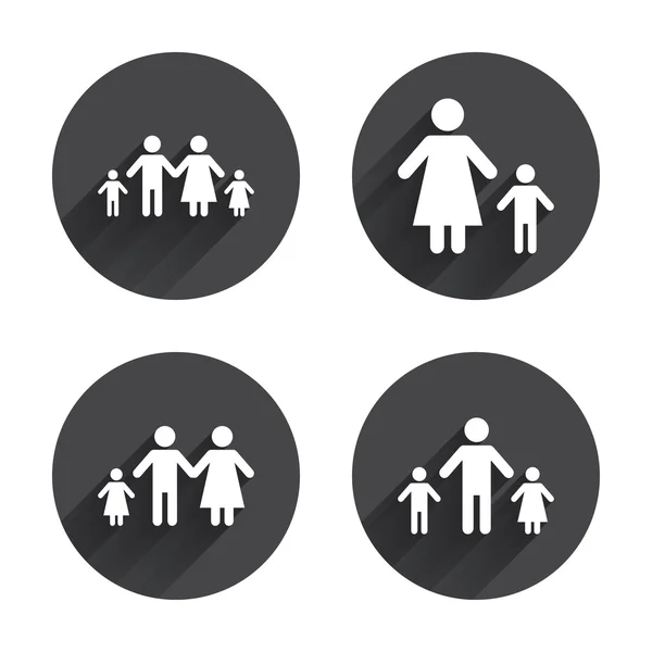 Family with two children signs — Stock Vector