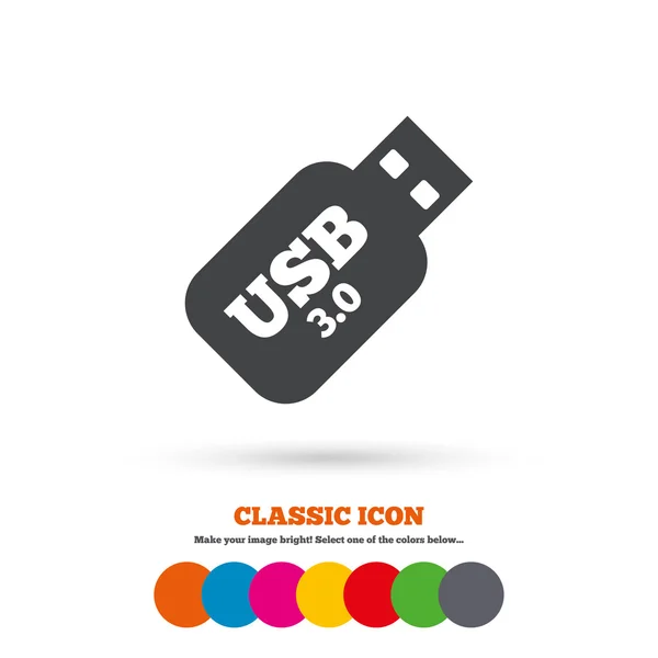 Usb 3.0 Icona del segno bastone . — Vettoriale Stock