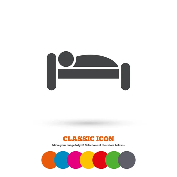 Člověk v posteli ikony. — Stockový vektor