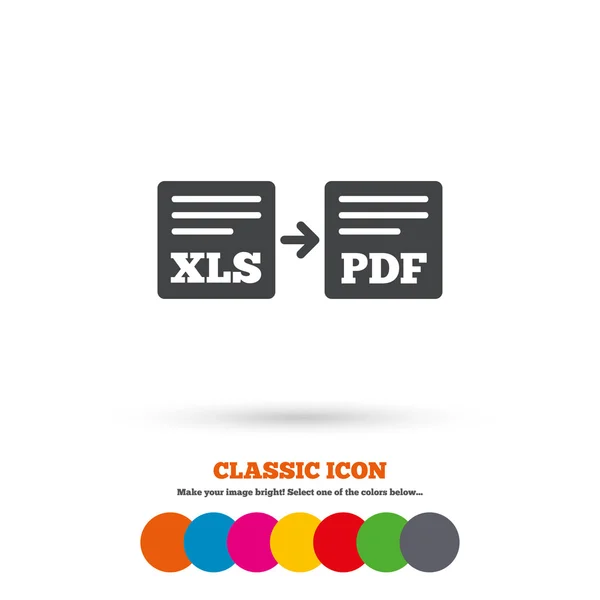 Export XLS to PDF icon. — Stock Vector