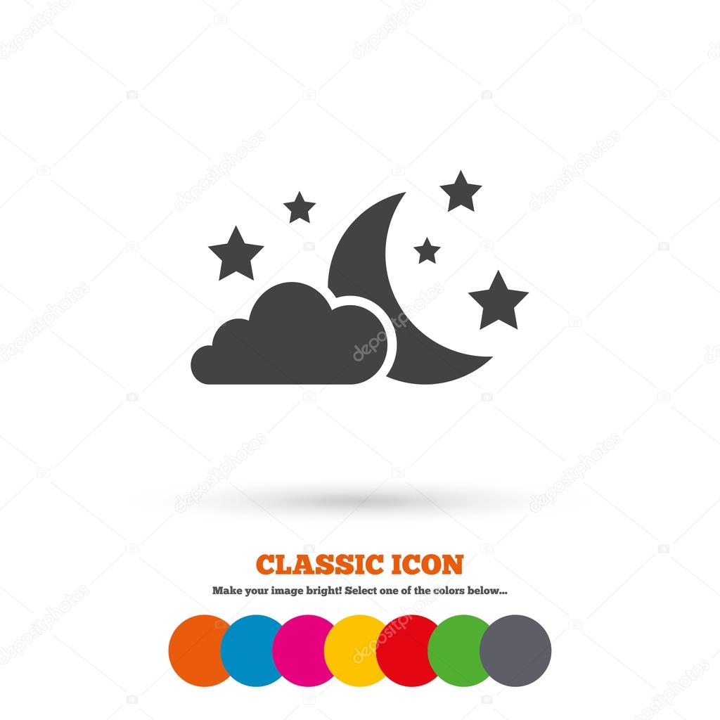 Moon, clouds and stars sign