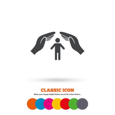 İnsan hayatı sigortası işareti simgesi.