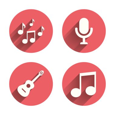 Müzik simgeler. mikrofon, akustik gitar.