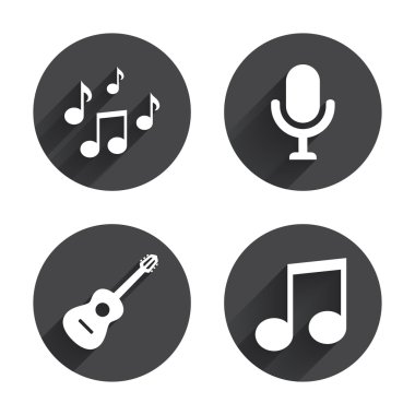 Müzik simgeler. mikrofon, akustik gitar.
