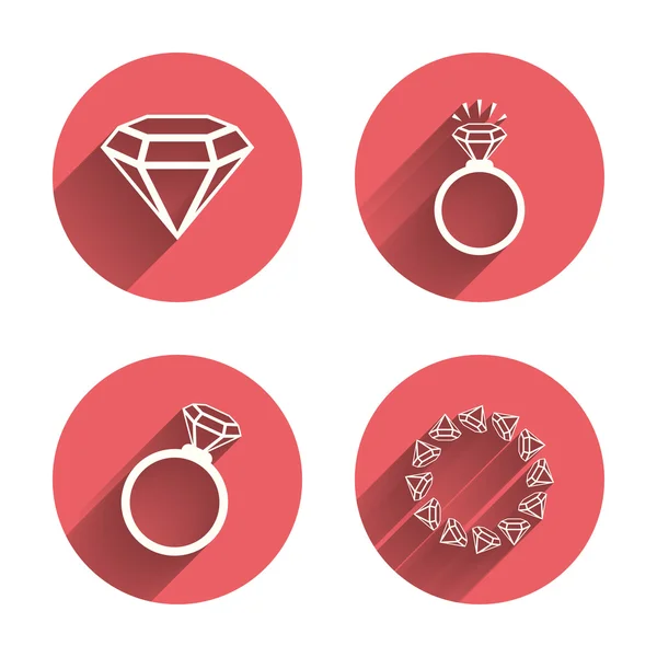 Ringe-Symbole. Schmuck mit Diamanten-Zeichen. — Stockvektor