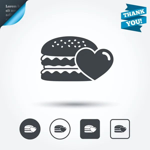 Hamburger icons. Burger food symbols — Stock Vector