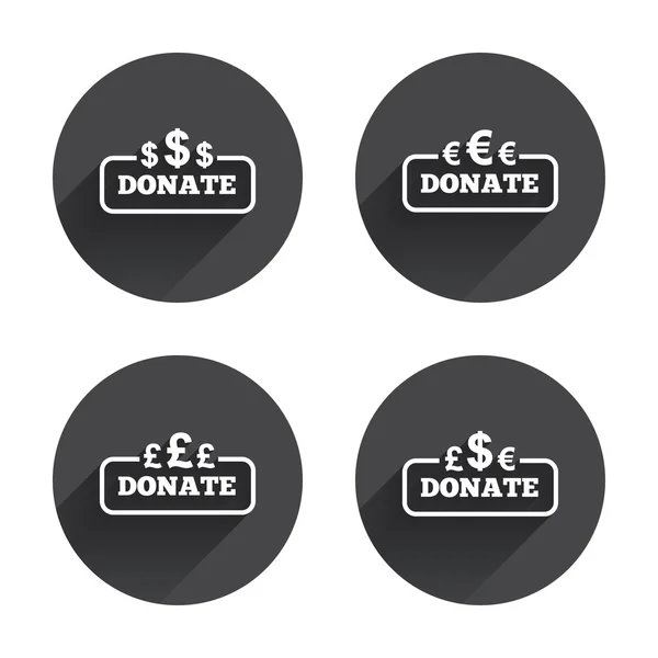 Donate money signs. — Stock Vector