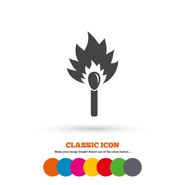 Match stick burns icon. — Stock Vector