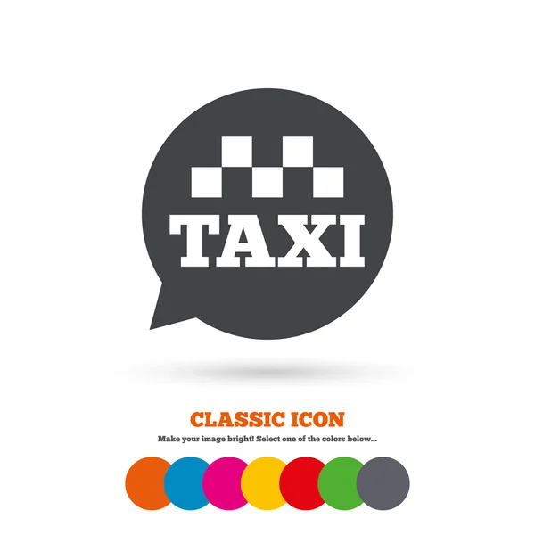 Taxi voz burbuja signo icono — Vector de stock