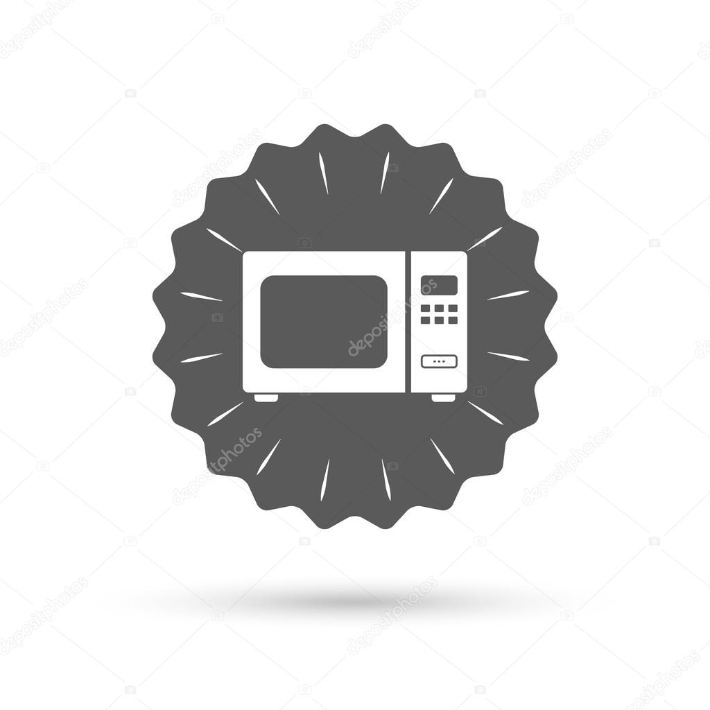 Vintage emblem medal. Microwave oven sign icon. Kitchen electric stove symbol. Classic flat icon. Vector