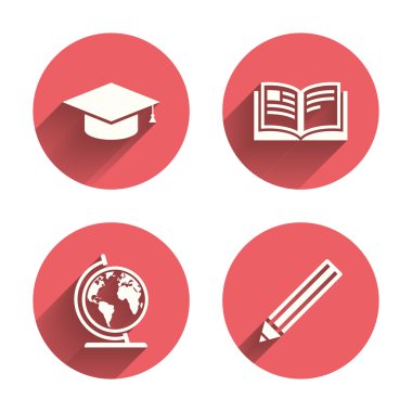 kalem ve açık kitap işaretleri.