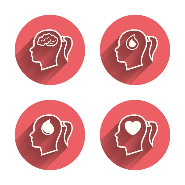 Head with brain icons — Stock Vector