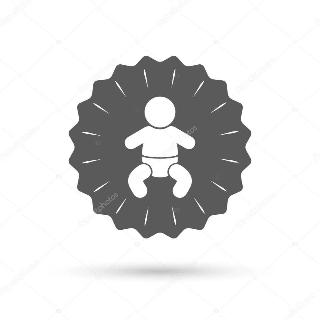 Vintage emblem medal. Baby infant sign icon. Toddler boy with diapers symbol. Child WC toilet. Classic flat icon. Vector