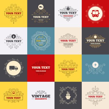 Taşıma simgeler. Kamyon, uçak, otobüs