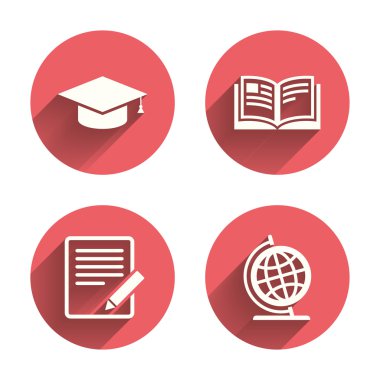 kalem ve açık kitap işaretleri.